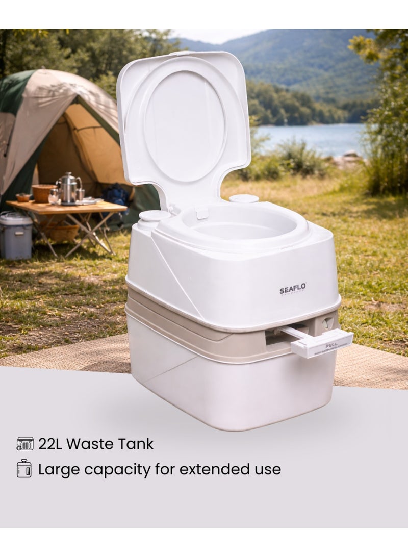 SEAFLO 22L Premium Portable Camping Toilet with 15L Flush Tank – Leakproof Travel RV & Outdoor Toilet - Image 2