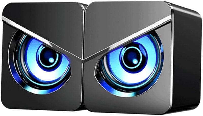 USB Powered Dual Desktop Speakers with Bass Diaphragm Stereo Sound and Colorful Ambient Light - Image 1