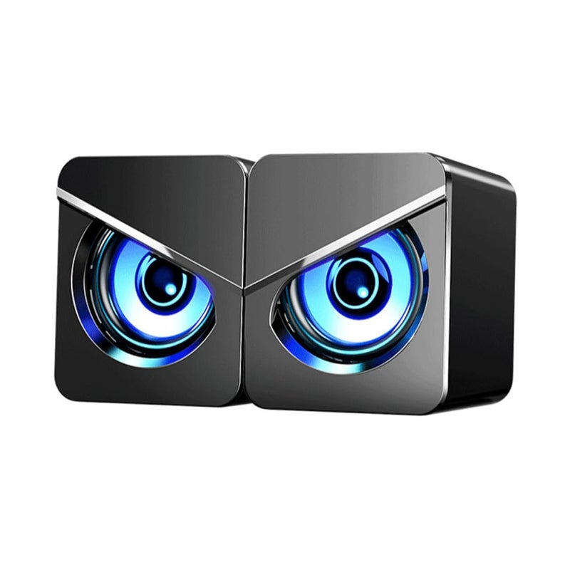 USB Powered Dual Desktop Speakers with Bass Diaphragm Stereo Sound and Colorful Ambient Light - Image 2