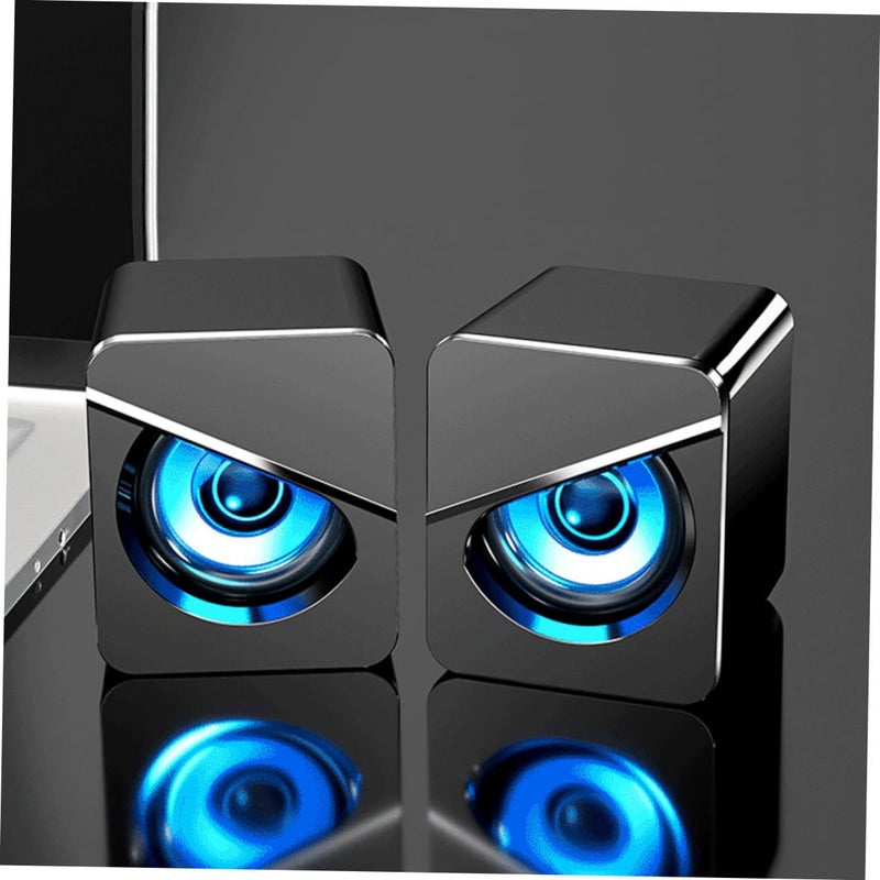 USB Powered Dual Desktop Speakers with Bass Diaphragm Stereo Sound and Colorful Ambient Light - Image 4