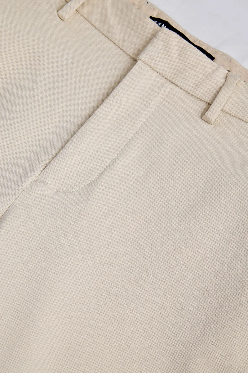 Snitch Cream Cream Textured Regular Fit Casual Chinos for Men | Best Price UAE