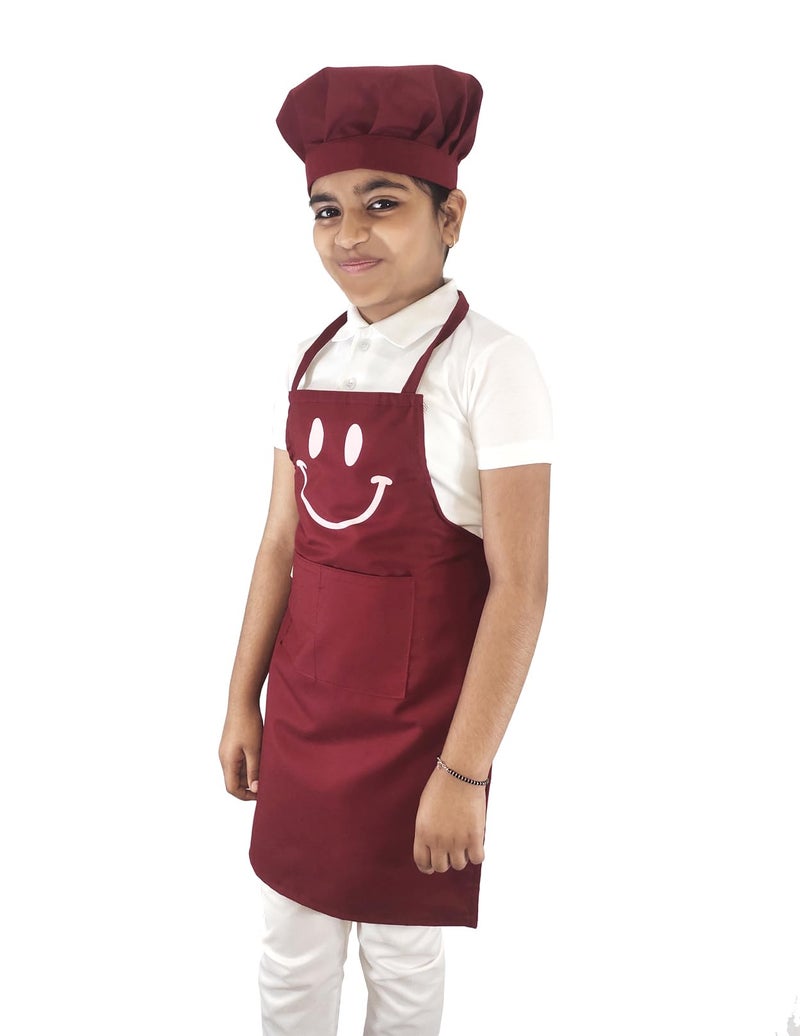 Switchon Polyester Waterproof Adjustable Kids Multi purpose Cooking Apron with a chef cap School Apron - for Kids unisexapron-Proudly made in india (Maroon, 3 Yrs to 6 Yrs) - Image 2