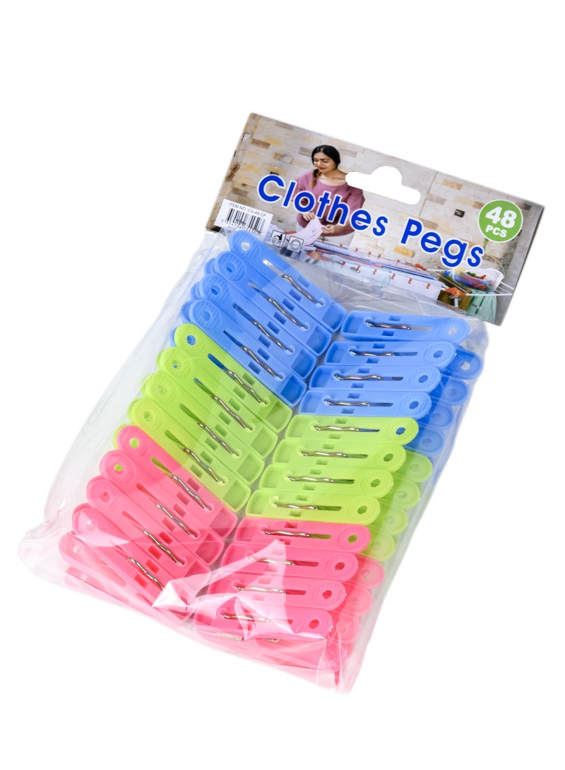 Mondex Mondex Durable Polypropylene Plastic Pegs for Laundry, Clothing Pins, Clothes Drying, and Outdoor Use, 48 Pieces  - Image 1