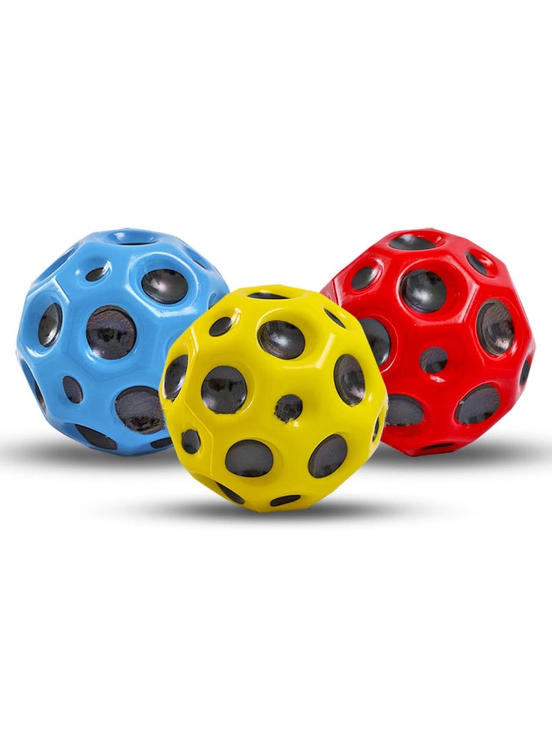 Generic 3 Pack Space Moon Balls, Super High Bouncing Ball, Pop Sounds Meteor Space Ball, Pop Bouncing Ball Rubber Bounce Balls for Kids Adults, Sport Training Ball  - Image 1