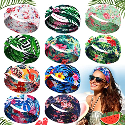 Jutom 10 Pcs Womens Headbands Beach Boho Headbands Summer Hawaii Knotted Hair Band Elastic Tropical Turban Floral Vintage Head Wrap Bohemian Twisted Criss Yoga Accessories for Women - Image 2