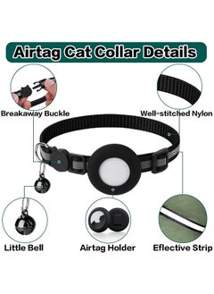 HY Airtag Cat Collar Breakaway, Reflective Kitten Collar with Apple Air Tag Holder and Bell for Girl Boy Cats, 0.4 Inches in Width and Lightweight(Black)  - Image 5