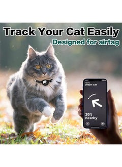 HY Airtag Cat Collar Breakaway, Reflective Kitten Collar with Apple Air Tag Holder and Bell for Girl Boy Cats, 0.4 Inches in Width and Lightweight(Black)  - Image 2