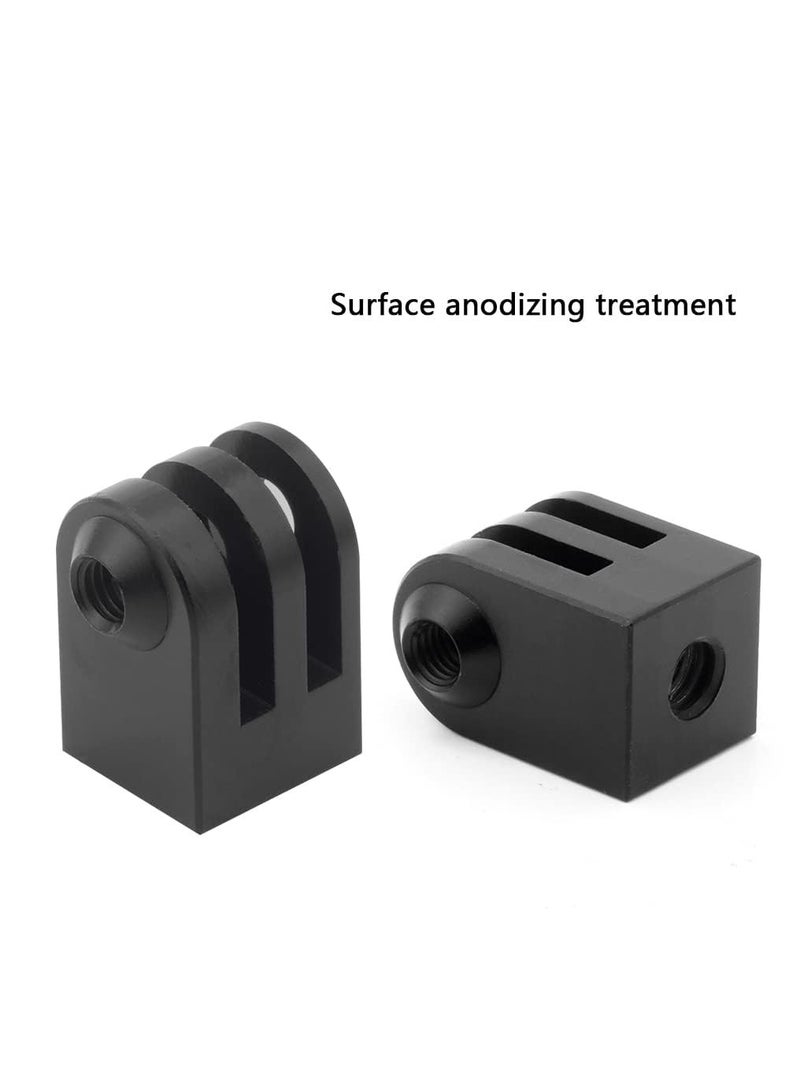 4 PCS Aluminum Tripod Mount Adapter 1/4 Screw Action Camera Tripod Mount for GoPro Hero 12 11 Insta360 ONE X3/X2/GO3 DJI Osmo Cameras (Black) - Image 2