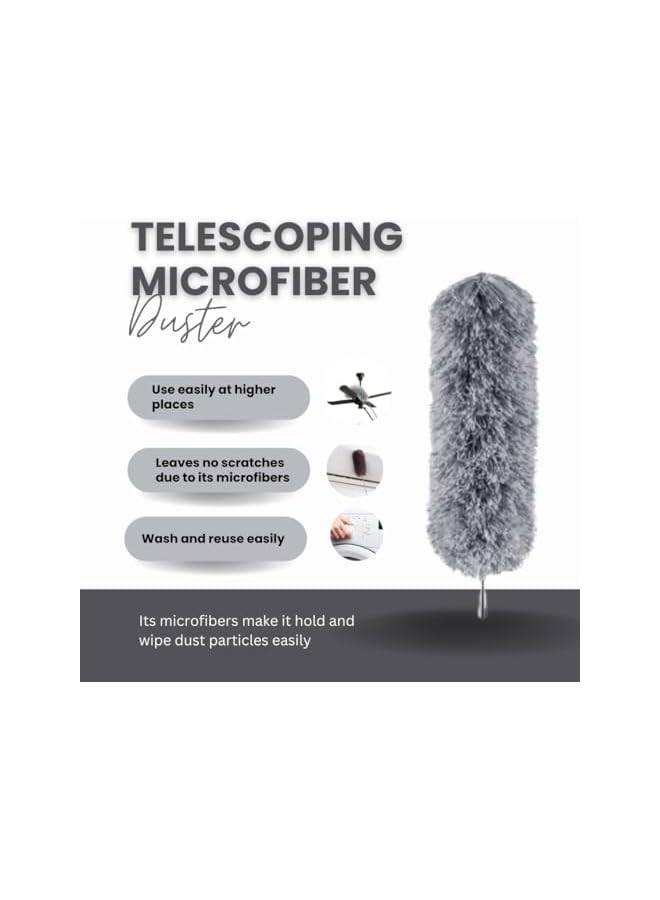 erorex 7 Pcs Feather Duster with 30-100 Inch Extendable Pole, Removable and Washable Dusters for Cleaning Home with Ostrich Feathers Duster, Discover the Power of Dust Cleaner with Car Cleaning Brush - Image 3