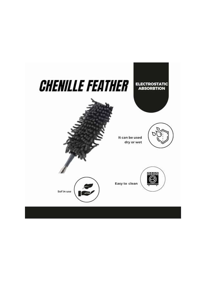 erorex 7 Pcs Feather Duster with 30-100 Inch Extendable Pole, Removable and Washable Dusters for Cleaning Home with Ostrich Feathers Duster, Discover the Power of Dust Cleaner with Car Cleaning Brush - Image 4