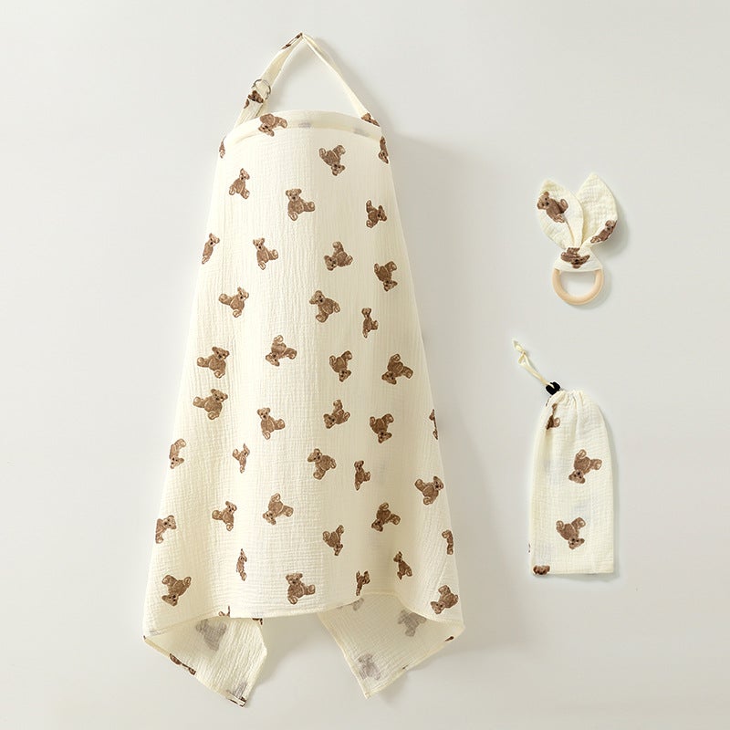 Breastfeeding Towel Mother's Breastfeeding Towel Breastfeeding Outgoing Clothes Pure Cotton Gauze Breathable Anti-Light Three-Piece Shade Cloth suit - Image 1