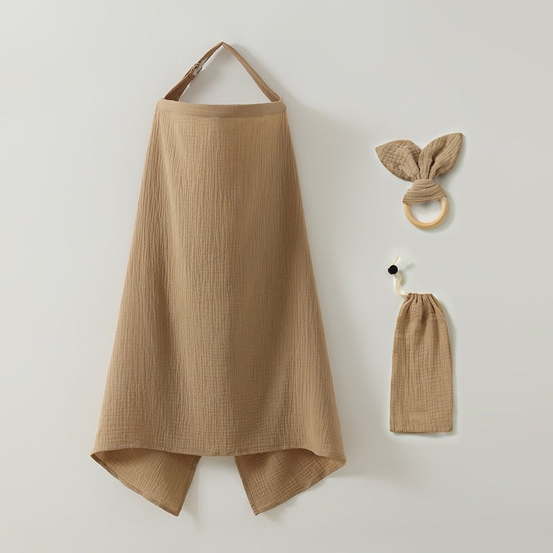 Breastfeeding Towel Mother's Breastfeeding Towel Breastfeeding Outgoing Clothes Pure Cotton Gauze Breathable Anti-Light Three-Piece Shade Cloth suit - Image 2