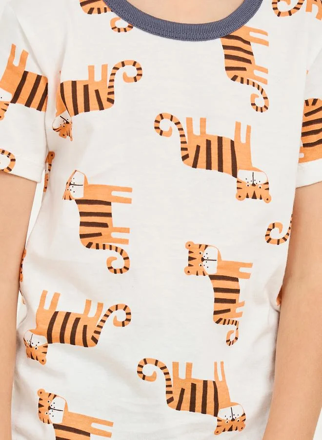 Styli Tiger All Over Print T-shirt and Pyjama Set