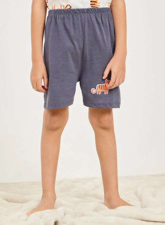 Styli Tiger All Over Print T-shirt and Pyjama Set