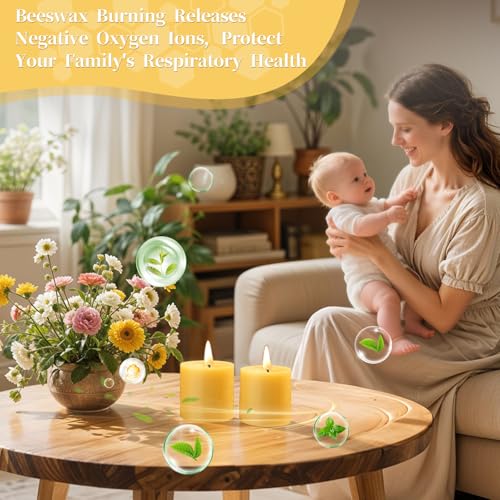 MAKALONE 2 Pack Natural Beeswax Candles,88 Hours Long Burning-Bees Wax Candles for Home,100% Pure Beeswax Pillar Candle for Emergency,Paryer,Parties,Unscented Dripless Smokeless Pillar Candle Bulk 2.8x3in - Image 2