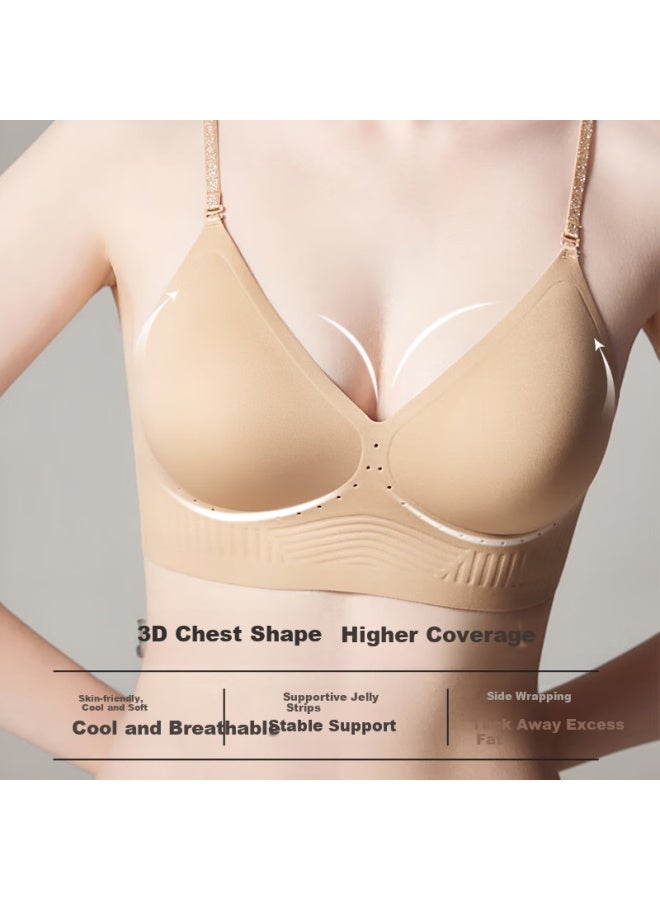 Luckmeey Seamless Backless Bra, Push-up U-shaped Halter Neck, Foundation Liquid, Thin Shoulder Straps, Women's Breathable Underwear For Autumn And Winter - Image 2