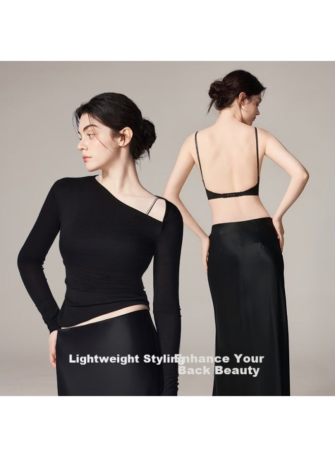 Luckmeey Seamless Backless Bra, Push-up U-shaped Halter Neck, Foundation Liquid, Thin Shoulder Straps, Women's Breathable Underwear For Autumn And Winter - Image 3