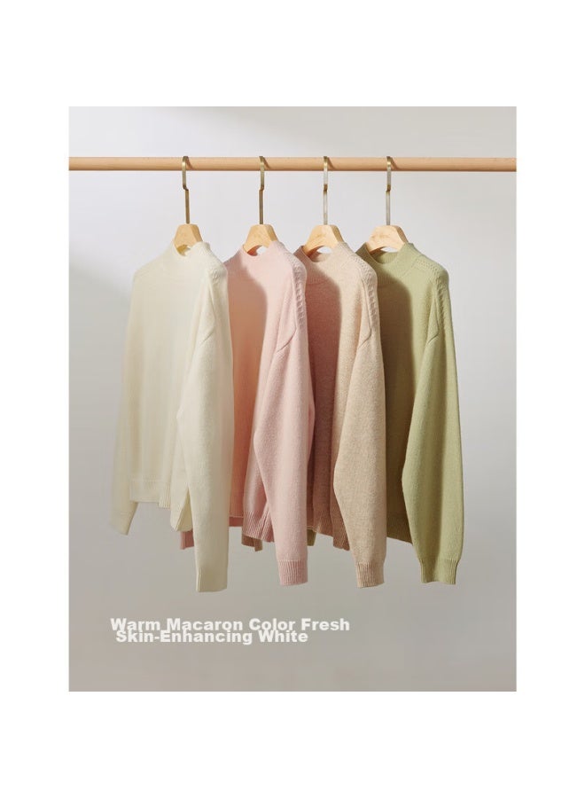 INMAN Inman Women's Merino Wool Warm Wool Sweater Autumn And Winter Slim Fit Knitted Sweater Long Sleeve Top Light Pink Xl  - Image 3