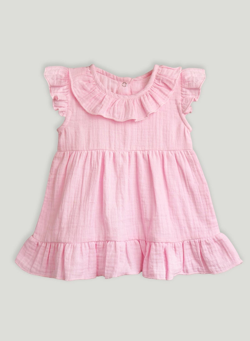 LUAY Baby Girls Midi/Knee Frocks - Cute & Trendy Summer Dress | 100% Linen Fabric | Perfect Birthday Gift - Image 2