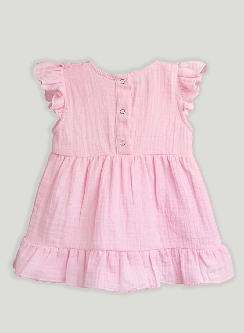 LUAY Baby Girls Midi/Knee Frocks - Cute & Trendy Summer Dress | 100% Linen Fabric | Perfect Birthday Gift - Image 5