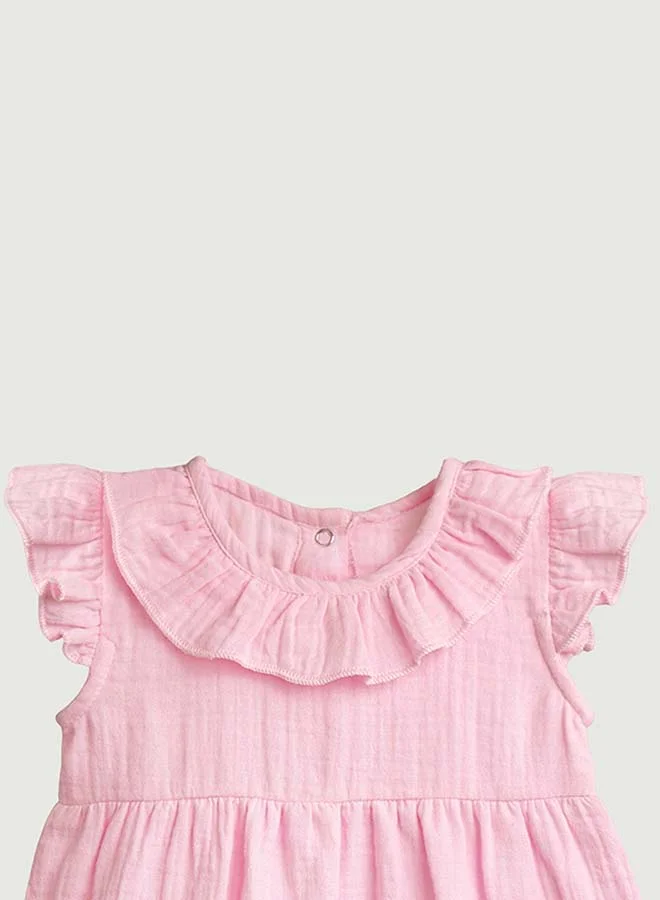 Luay Pink Baby Girls Midi/Knee Frocks - Cute & Trendy Summer Dress | 100% Linen Fabric | Perfect Birthday Gift for Women | Best Price UAE