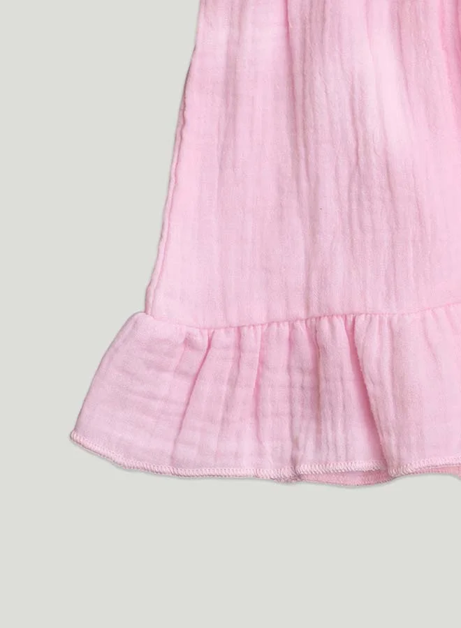 Luay Pink Baby Girls Midi/Knee Frocks - Cute & Trendy Summer Dress | 100% Linen Fabric | Perfect Birthday Gift for Women | Best Price UAE
