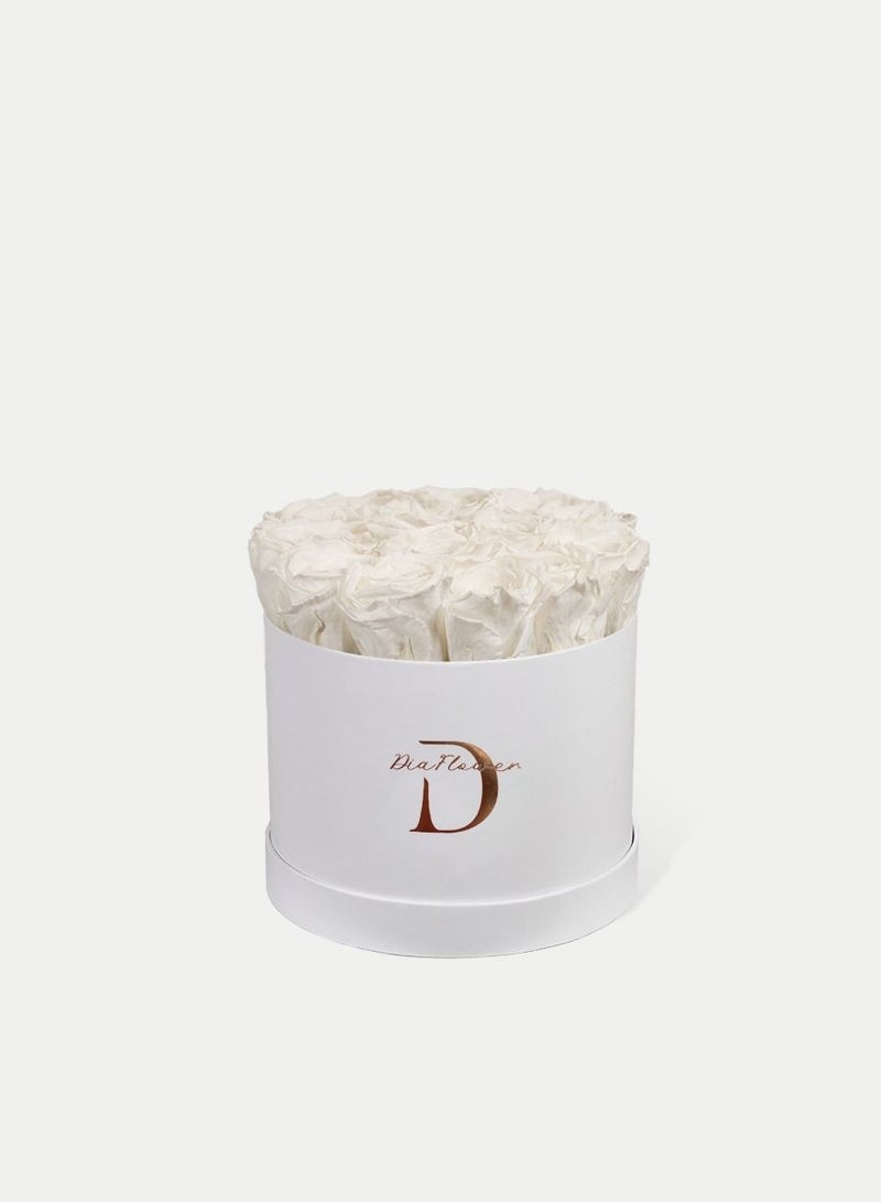 Dia FLOWER Infinity Round Box, Pearl White 12 ROSES SMALL  - Image 3