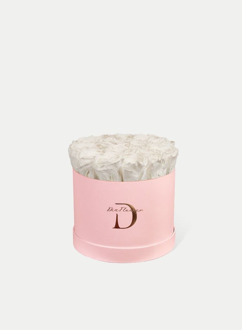 Dia FLOWER Infinity Round Box, Pearl White 12 ROSES SMALL  - Image 2