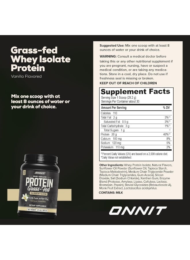 Onnit - Grass Fed Whey Isolate Protein - Vanilla (30 Servings) - Image 1