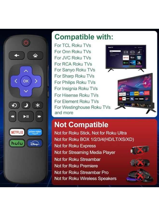 Replacement Remote Control for Roku TV, Compatible for TCL Roku/Hisense Roku/Onn Roku/Sharp Roku/Element Roku/Westinghouse Roku/Philips Roku/Sanyo Roku Smart TVs (Not for Roku Stick,Box and Players) - Image 2