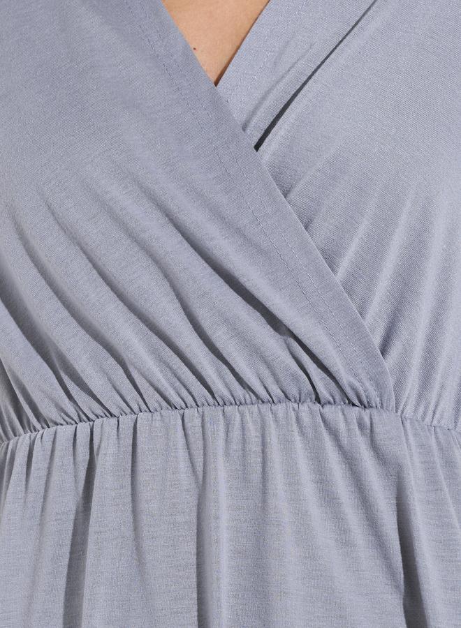 Styli Grey Solid Wrap Over Nightdress - Image 3