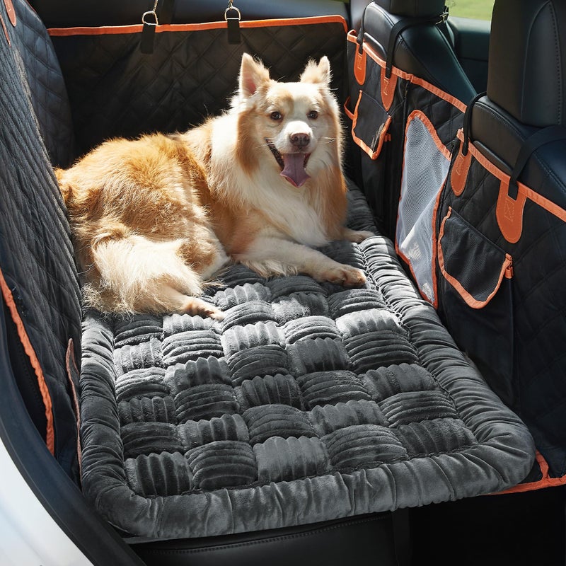 Soulbond Backseat Pet Bed Mat,Dog Bed for Car,Fuzzy Dog Seat Cover for Car Back Seat, Non-Slip Travel Pet Mat, Fit for Backseat Extenders and Seat Covers(Gray) - Image 2
