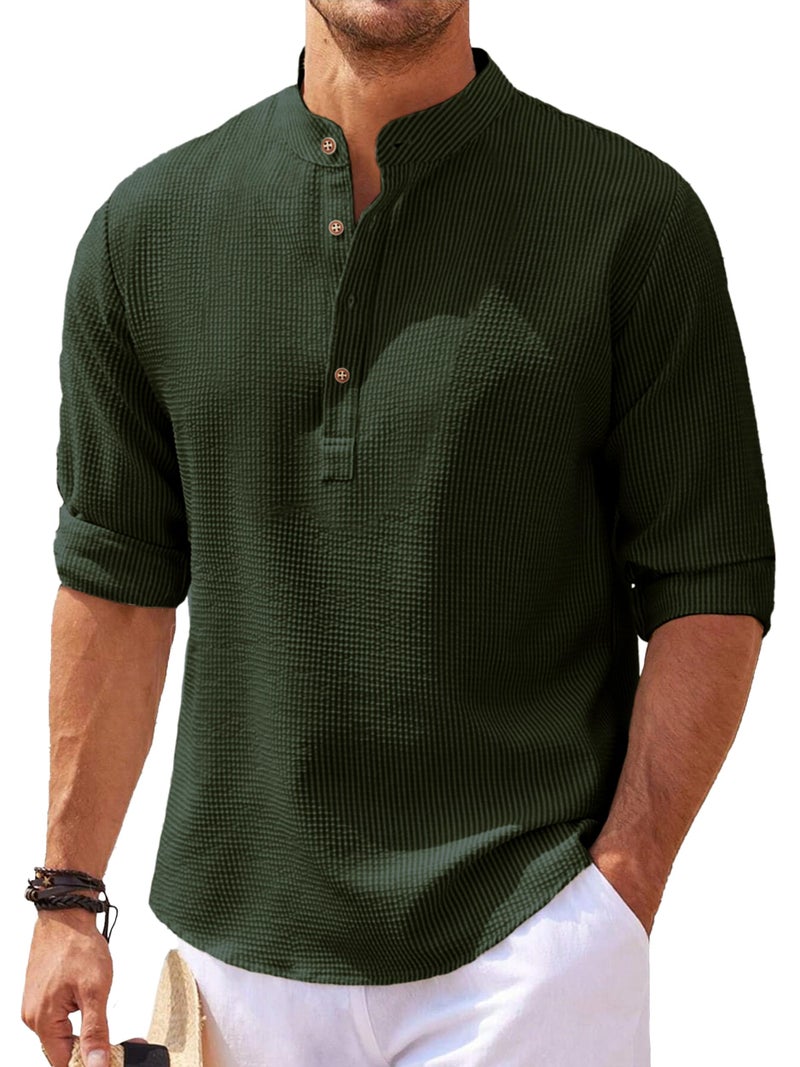 Noble Monk Men Polycotton Solid Regular Kurta || Casual Plain Stylish Shirt for Man || Full Sleeve Band Collar Tshirt for Men || Casual Wear Tshirt for Man - Image 5