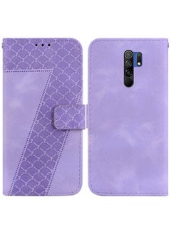 HuHa Case Cover For Xiaomi Redmi 9/9 Prime/Poco M2 7-shaped Embossed Leather Phone Case Purple 