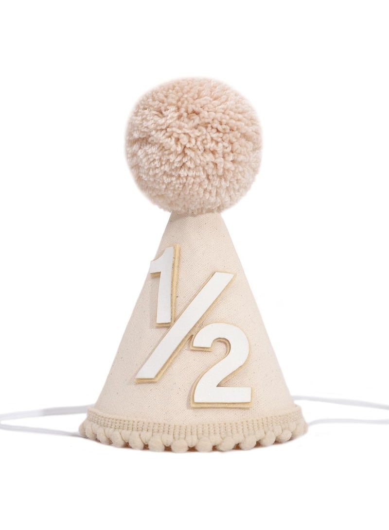 KOWVOWZ Half Birthday Hat, Cute Half Birthday Cone Hats, Party Hat Outfit Decorations, Premium Paper Party Hats for Kids Birthday Celebrations, Perfect for Half Birthday Parties - Image 1