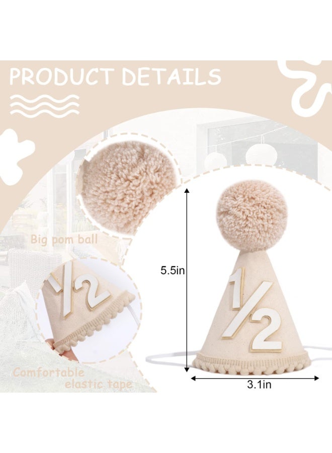 KOWVOWZ Half Birthday Hat, Cute Half Birthday Cone Hats, Party Hat Outfit Decorations, Premium Paper Party Hats for Kids Birthday Celebrations, Perfect for Half Birthday Parties - Image 2