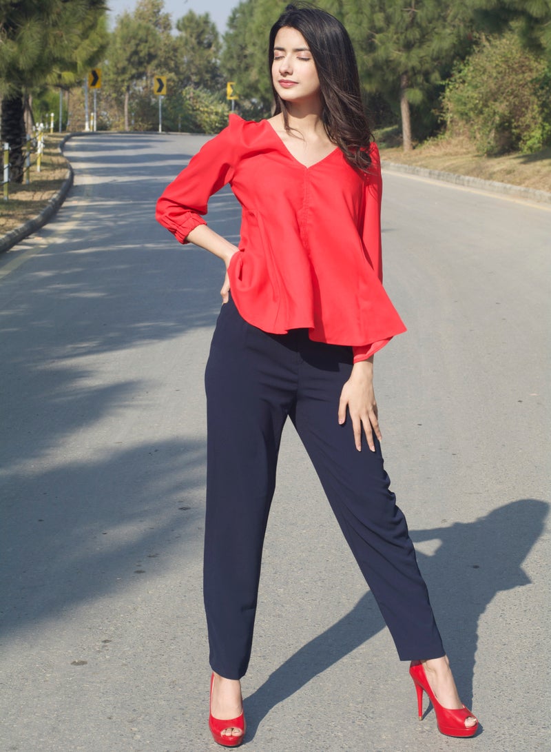 P FOR PRETTY V-Neck Long Sleeve Top - Image 1