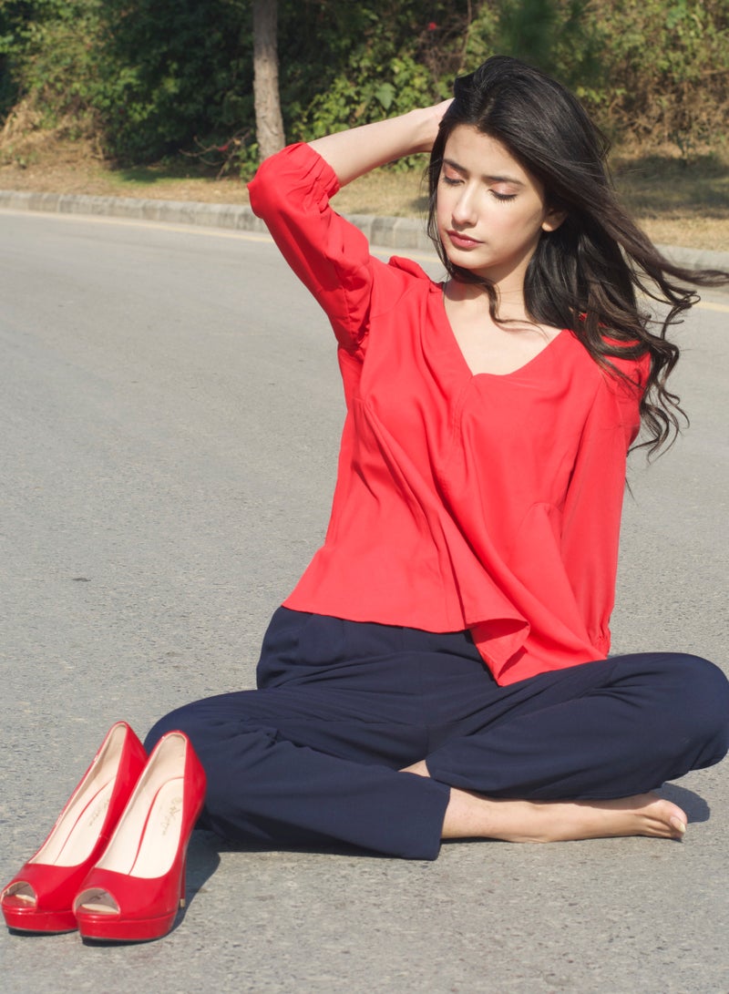 P FOR PRETTY V-Neck Long Sleeve Top - Image 3