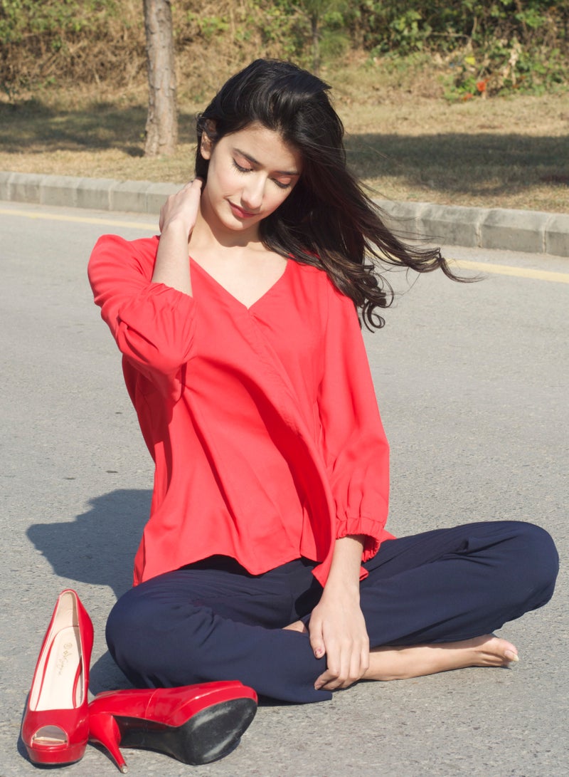 P FOR PRETTY V-Neck Long Sleeve Top - Image 4