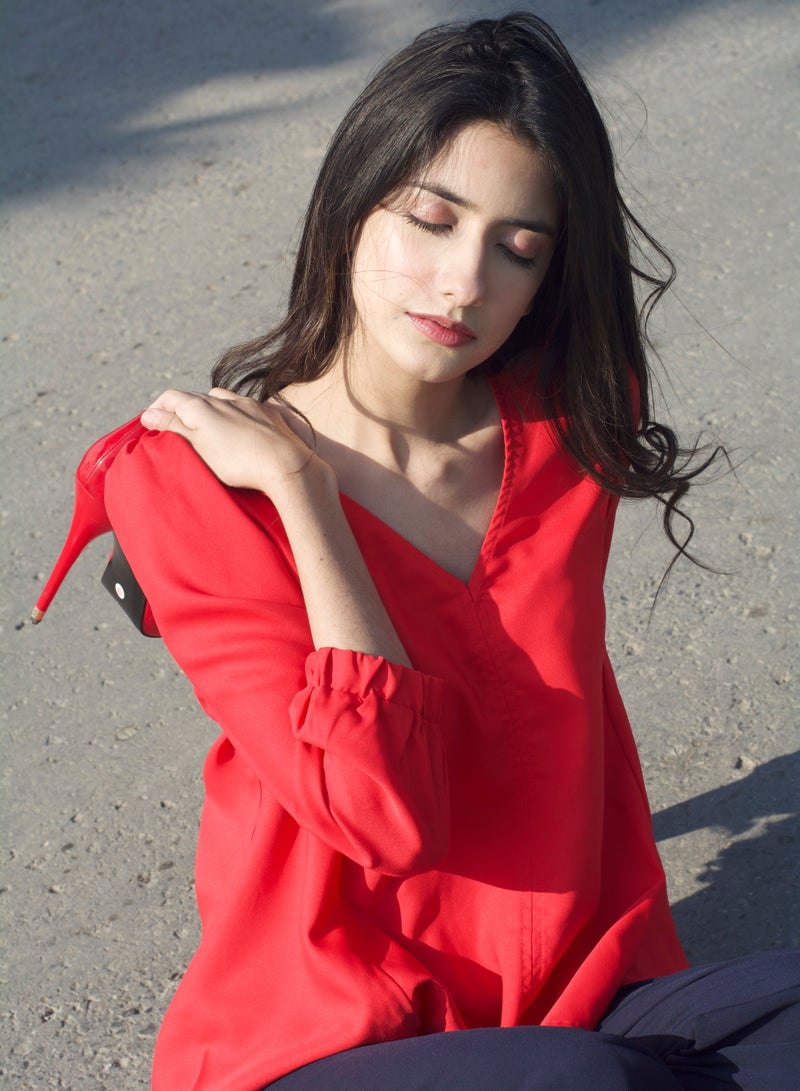 P FOR PRETTY V-Neck Long Sleeve Top - Image 5