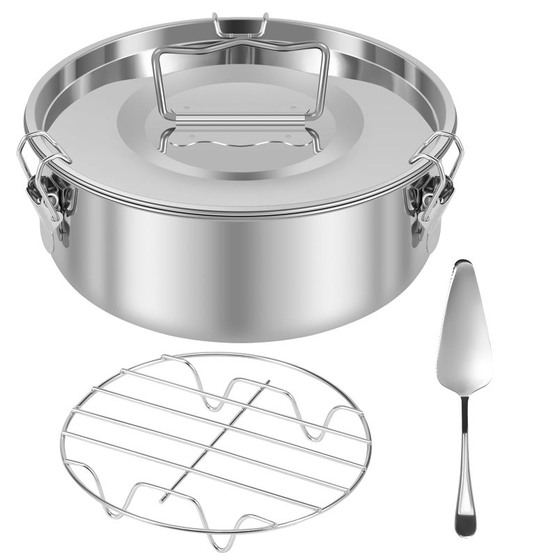 KNFFSAAJL Flan Mold 304 Stainless Steel Flan Pan Mold with Lid and Handle 1.5QT Capacity Flanera Flan Mould Portable Round Cake Baking Flan Mold for Chocolate Cake Cupcake Pudding (Style 3) - Image 1