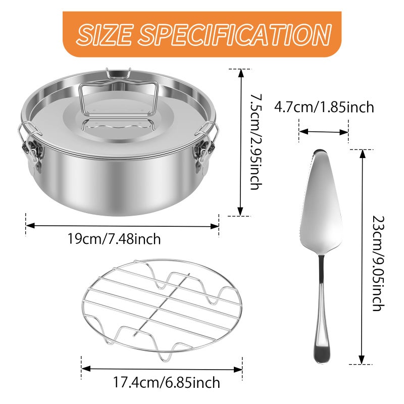 KNFFSAAJL Flan Mold 304 Stainless Steel Flan Pan Mold with Lid and Handle 1.5QT Capacity Flanera Flan Mould Portable Round Cake Baking Flan Mold for Chocolate Cake Cupcake Pudding (Style 3) - Image 3
