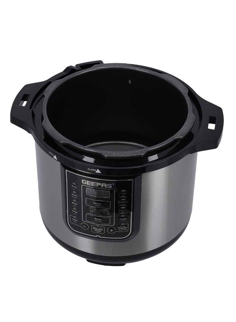 GEEPAS Digital Multi Cooker - Portable LED Screen with Touch Menu | 14 Smart Cooking Programs With One Touch, Auto Shut off Function, Large Control Panel |8L Capacity| Detachable Inner Lid 8 L 1200 W GMC35029 Silver/Black - Image 2