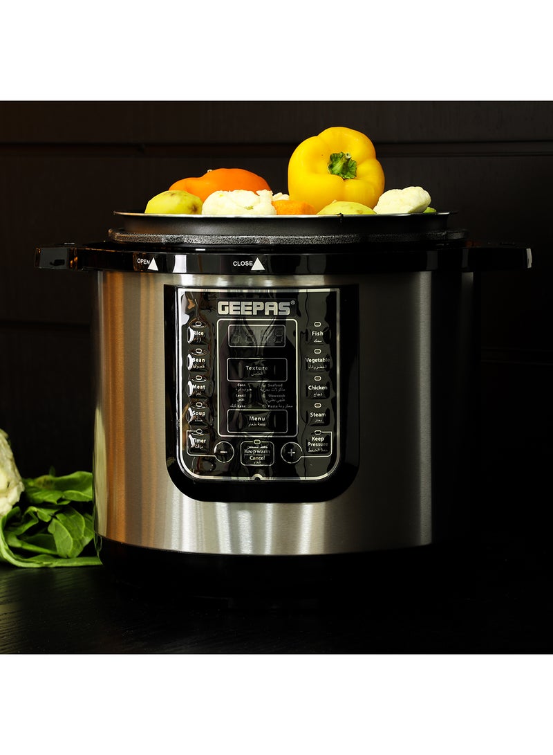 GEEPAS Digital Multi Cooker - Portable LED Screen with Touch Menu | 14 Smart Cooking Programs With One Touch, Auto Shut off Function, Large Control Panel |8L Capacity| Detachable Inner Lid 8 L 1200 W GMC35029 Silver/Black - Image 5