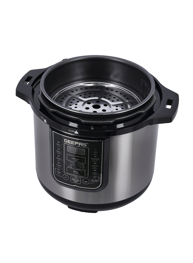 GEEPAS Digital Multi Cooker - Portable LED Screen with Touch Menu | 14 Smart Cooking Programs With One Touch, Auto Shut off Function, Large Control Panel |8L Capacity| Detachable Inner Lid 8 L 1200 W GMC35029 Silver/Black - Image 3
