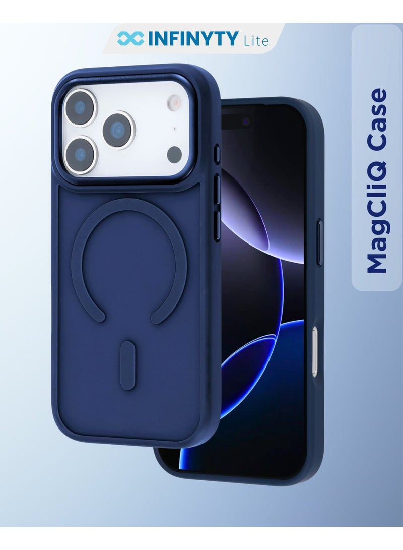 INFINYTY iPhone 17 Pro Premium Matte Case, Metallic Accents- Modo Blue, Frosted PC Back, TPU Frame, Metallic Camera Frame for Strength, MagSafe Compatible with N52 Magnet, Metallic Buttons, Anti-Slip Soft-Touch Grip, Military Grade Drop-Protection, Infinyty Lite - Image 1