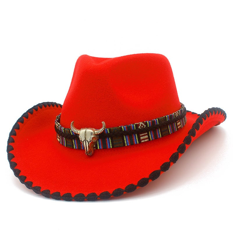 Winter Cowboy Hat Unisex Tibetan Bull  Bordered Jazz Hat - Image 4