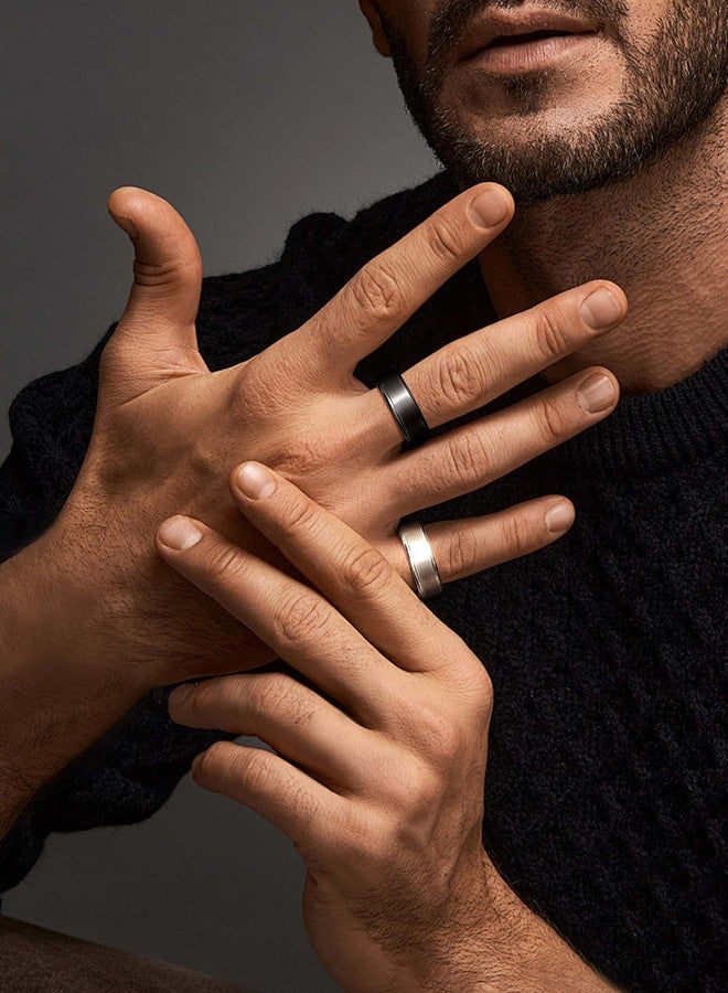 جي ستايل خواتم زفاف من الفولاذ المقاوم للصدأ من Jstyle للرجال والنساء، مقاس 8 مم، خاتم زفاف رجالي فضي/أسود/ذهبي، خواتم خطوبة رجالية، سطح غير لامع وحواف مصقولة، مجوهرات رجالية، مقاس مريح من 6 إلى 14، 10، معدن، بدون أحجار كريمة - Image 4