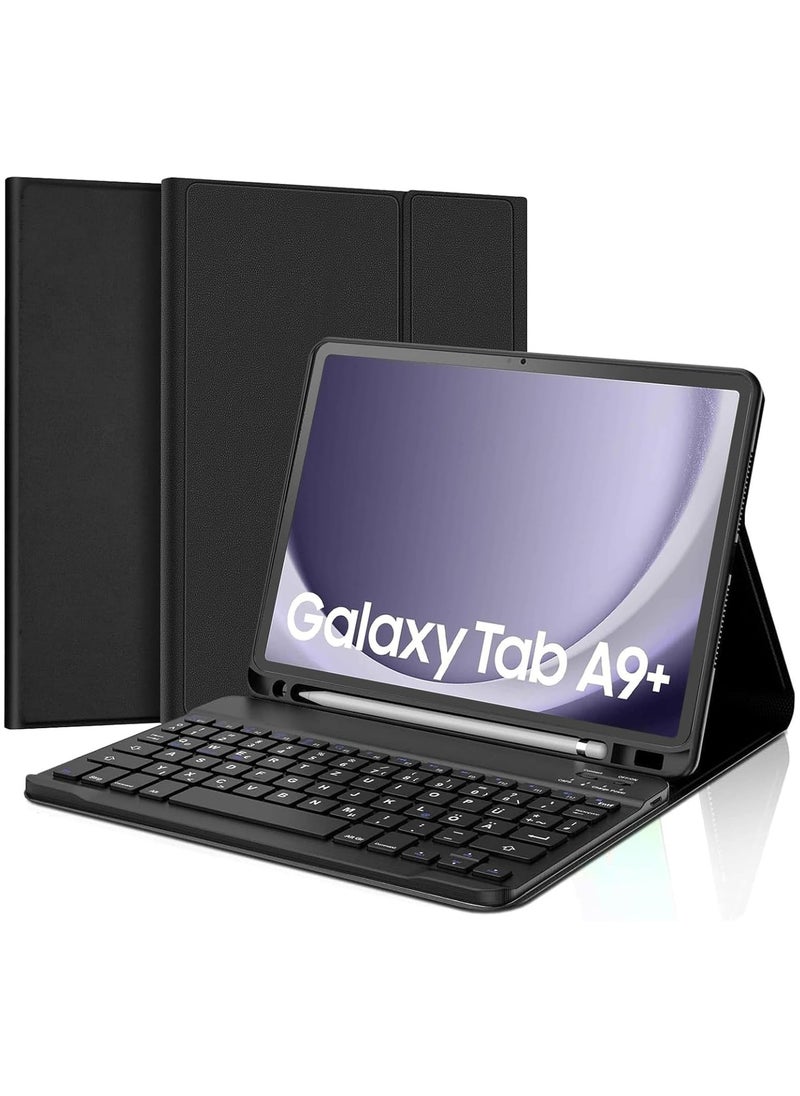 TWEGGON Keyboard Case for Samsung Tab A9 Plus 11" SM-X210 / SM-X215 / SM-X216 with Pen Holder Black  - Image 1