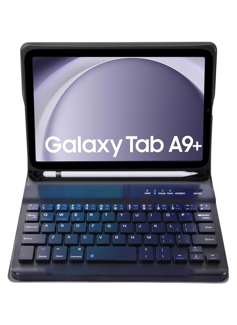 TWEGGON Keyboard Case for Samsung Tab A9 Plus 11" SM-X210 / SM-X215 / SM-X216 with Pen Holder Black  - Image 4